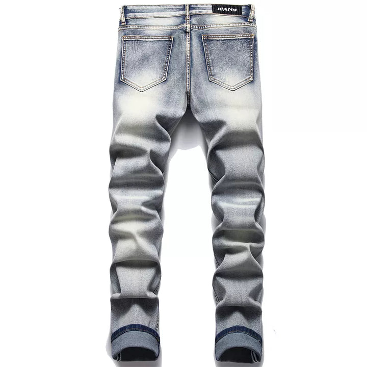 Ripped Herrenjeans | Slim Fit | Knopfverschluss | Stretch | Lässig-Luzern Mode