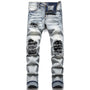 Ripped Herrenjeans | Slim Fit | Knopfverschluss | Stretch | Lässig-Hellgrau Vintage-28-Luzern Mode