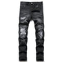 Ripped Herrenjeans | Slim Fit | Knopfverschluss | Stretch | Lässig-Schwarz Vintage-28-Luzern Mode