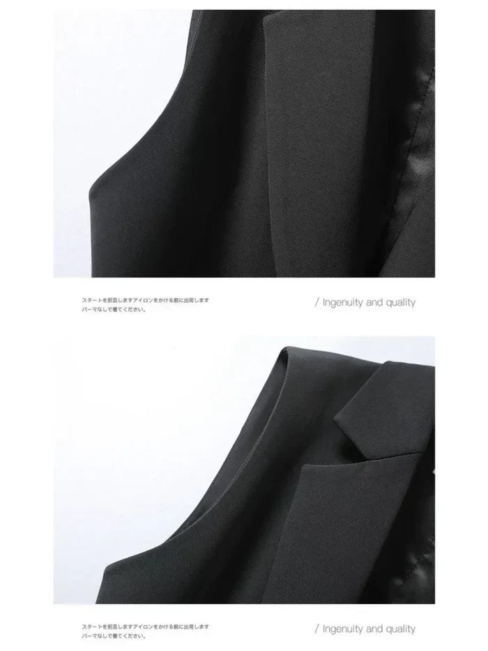 Ärmelloser Damenblazer | Ein-Knopf | Kragen | Uni | Weich | Atmungsaktiv-Luzern Mode