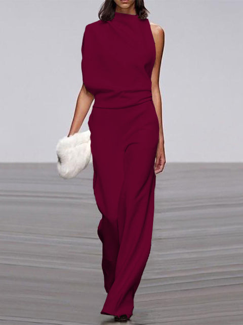 Damen-Jumpsuit | Ärmellos | Stilvoll | Bequem | Vielseitig | Elegant | Trendy-Bordeaux-32-Luzern Mode