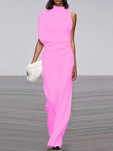 Damen-Jumpsuit | Ärmellos | Stilvoll | Bequem | Vielseitig | Elegant | Trendy-Rosa-32-Luzern Mode