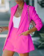 Elastischer Blazer | High-Waist Shorts mit Gürtel | figurschmeichelnd | knitterfrei-Rosa-S-Luzern Mode
