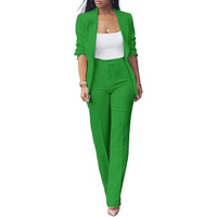 Eleganter Damenanzug Business-Outfit mit Blazer und Hose-Grün-S-Luzern Mode