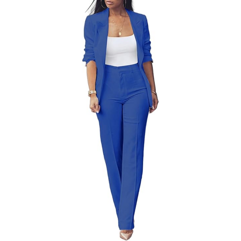 Eleganter Damenanzug Business-Outfit mit Blazer und Hose-Königsblau-S-Luzern Mode