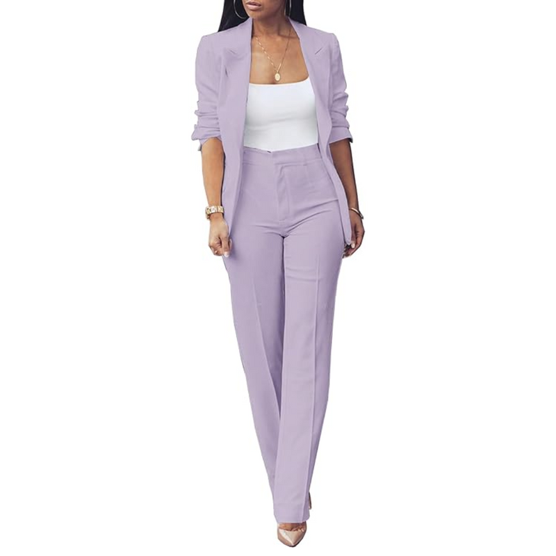 Eleganter Damenanzug Business-Outfit mit Blazer und Hose-Lila-S-Luzern Mode