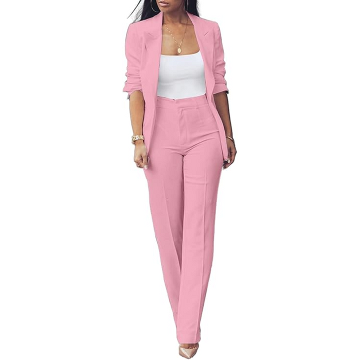 Eleganter Damenanzug Business-Outfit mit Blazer und Hose-Rosa-S-Luzern Mode