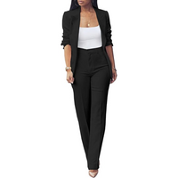 Eleganter Damenanzug Business-Outfit mit Blazer und Hose-Schwarz-S-Luzern Mode