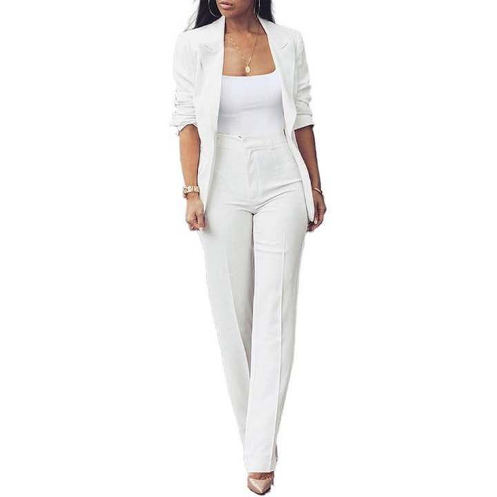 Eleganter Damenanzug Business-Outfit mit Blazer und Hose-Weiß-S-Luzern Mode