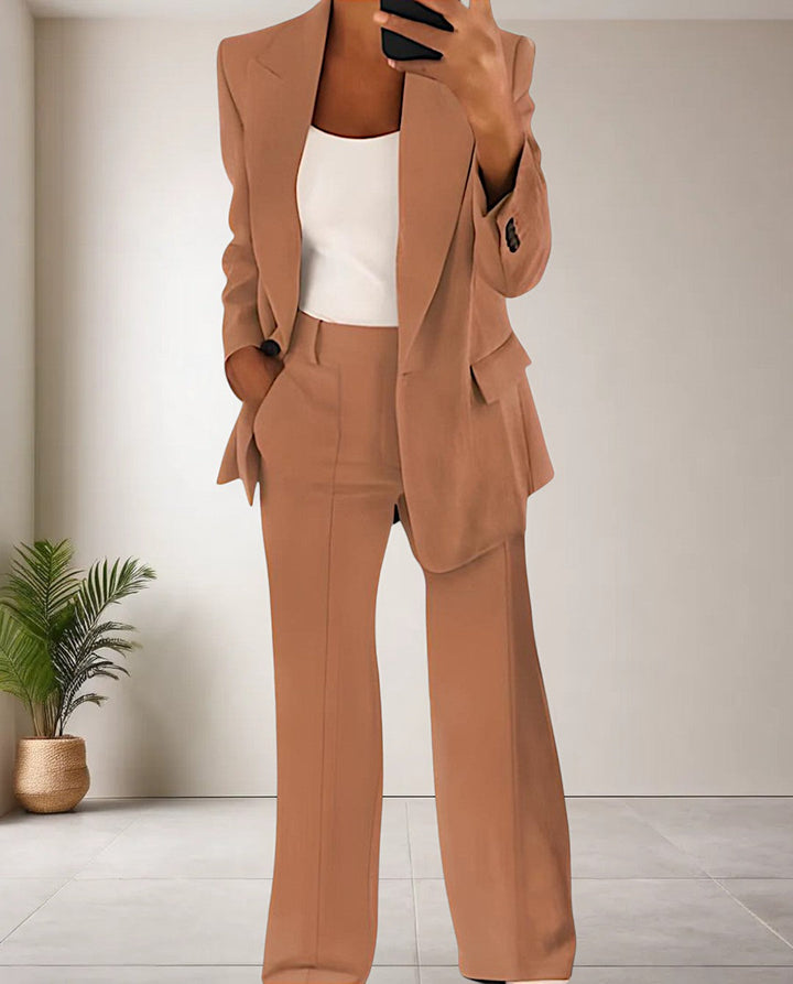 Eleganter Damen Anzug für Büro und Business Meetings-S-Braun-Luzern Mode