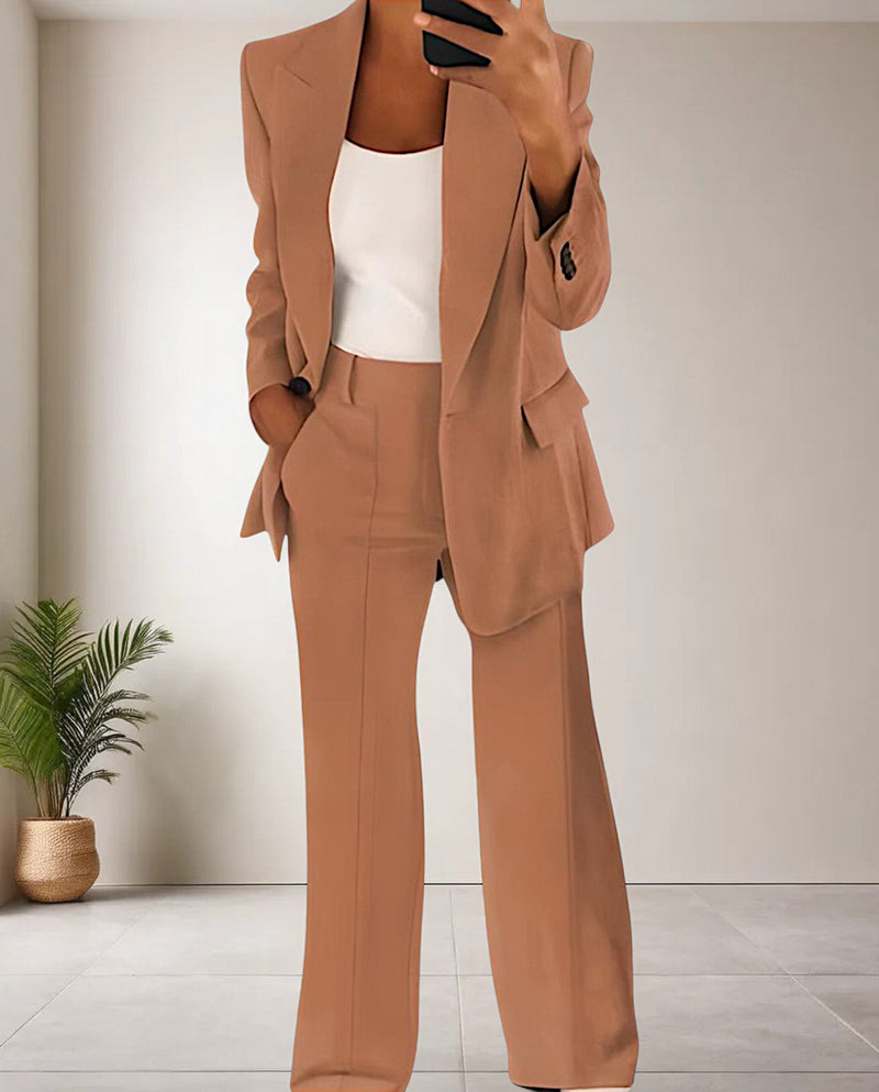 Eleganter Damen Anzug für Büro und Business Meetings-S-Braun-Luzern Mode