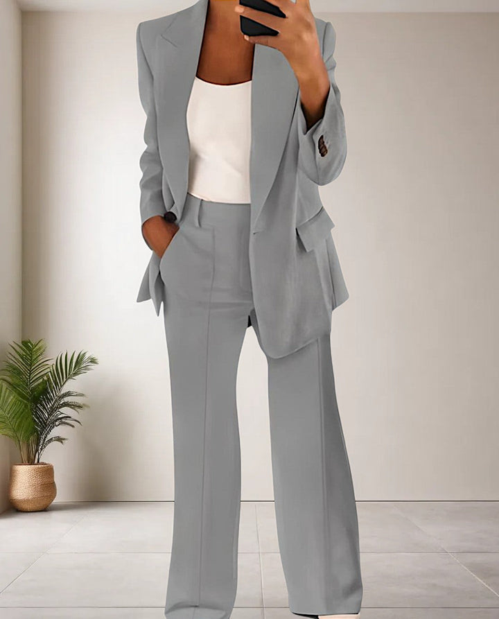 Eleganter Damen Anzug für Büro und Business Meetings-S-Grau-Luzern Mode