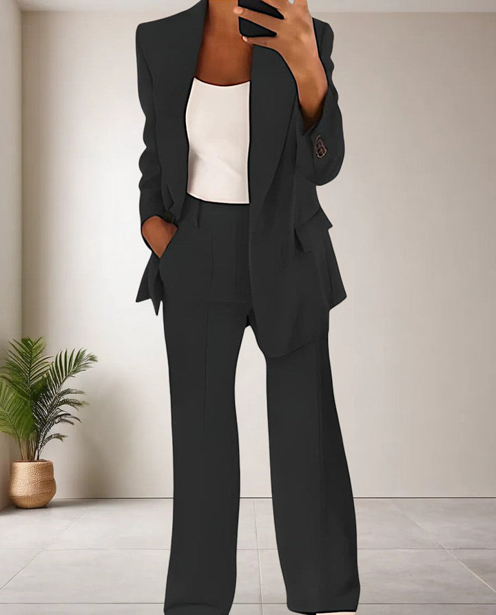Eleganter Damen Anzug für Büro und Business Meetings-S-Schwarz-Luzern Mode