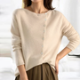 Damen Strickpullover mit Knopfleiste - Eleganter Look-Beige-XS-Luzern Mode