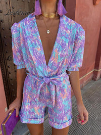 Trendiger Sommer Jumpsuit Damen | V-Ausschnitt Playsuit | Festival Outfit-Luzern Mode