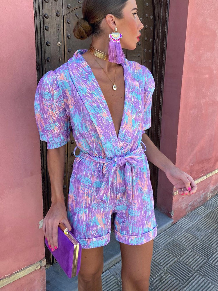 Trendiger Sommer Jumpsuit Damen | V-Ausschnitt Playsuit | Festival Outfit-Luzern Mode