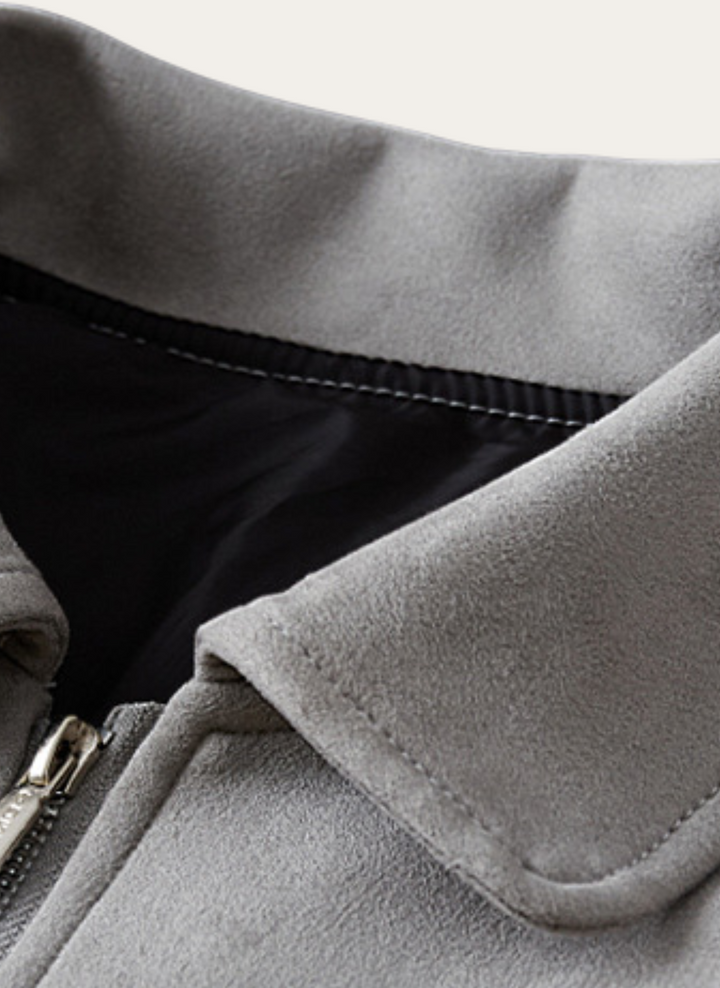 Graue Herrenjacke | Warm | Modern | Fleecefutter | Reißverschluss | Kragen-Luzern Mode