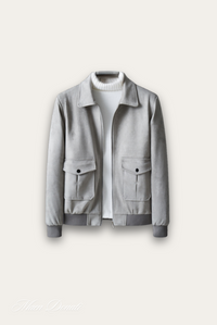 Graue Herrenjacke | Warm | Modern | Fleecefutter | Reißverschluss | Kragen-M-Luzern Mode