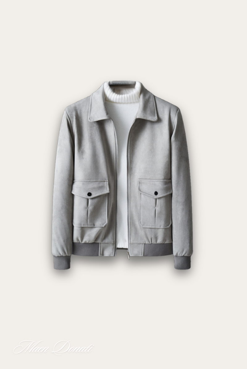 Graue Herrenjacke | Warm | Modern | Fleecefutter | Reißverschluss | Kragen-M-Luzern Mode