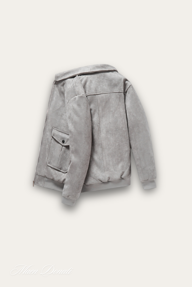 Graue Herrenjacke | Warm | Modern | Fleecefutter | Reißverschluss | Kragen-Luzern Mode