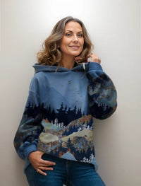 Damen Hoodie mit Berglandschafts-Motiv für Outdoor-Abenteuer-Luzern Mode