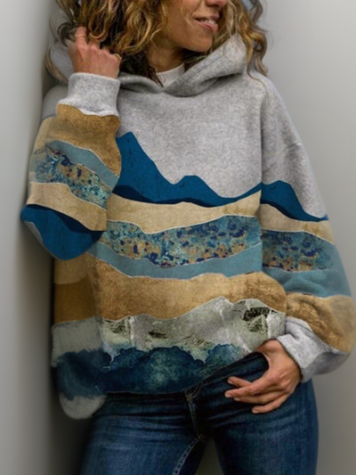 Damen Hoodie mit Berglandschafts-Motiv für Outdoor-Abenteuer-5-S-Luzern Mode