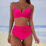 High-Waist Bikini Damen | Figurformend | Bequem | Trendy | Bademode Sommer-Hellrosa-S-Luzern Mode