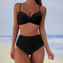 High-Waist Bikini Damen | Figurformend | Bequem | Trendy | Bademode Sommer-Schwarz-S-Luzern Mode