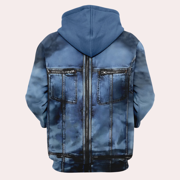 Herren Jeansjacke mit Kapuze - Modischer Denim-Look-Luzern Mode