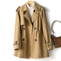Damen Trenchcoat Herbstmode - Eleganter Mantel für Sie-Braun-M-Luzern Mode