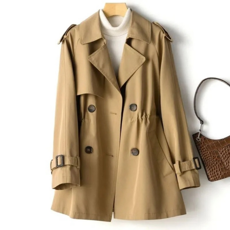 Damen Trenchcoat Herbstmode - Eleganter Mantel für Sie-Braun-M-Luzern Mode