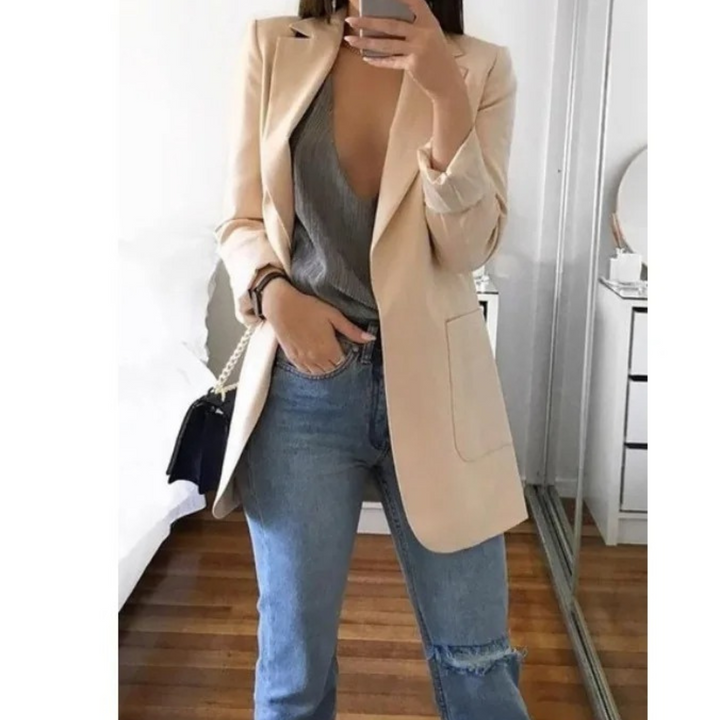 Damen Blazer Elegant Business Casual für Büro und Alltag-Braun-S-Luzern Mode