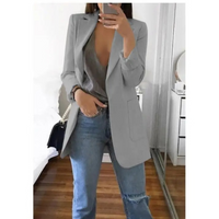 Damen Blazer Elegant Business Casual für Büro und Alltag-Hellgrau-S-Luzern Mode
