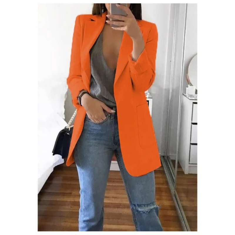 Damen Blazer Elegant Business Casual für Büro und Alltag-Orange-S-Luzern Mode