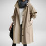 Damen Regenmantel Wasserdicht mit Kapuze und Taschen-Khaki-S-Luzern Mode