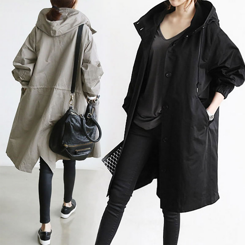 Damen Regenmantel Wasserdicht mit Kapuze und Taschen-Luzern Mode