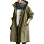 Damen Regenmantel Wasserdicht mit Kapuze und Taschen-Olivegrün-S-Luzern Mode