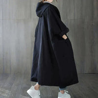 Damen Trenchcoat | Oversized | Einheitsgröße | Knöpfe | Wasserabweisend-Schwarz-Luzern Mode