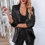 Pailletten Blazer Damen - Eleganter Party Look für Events-Schwarz-S-Luzern Mode