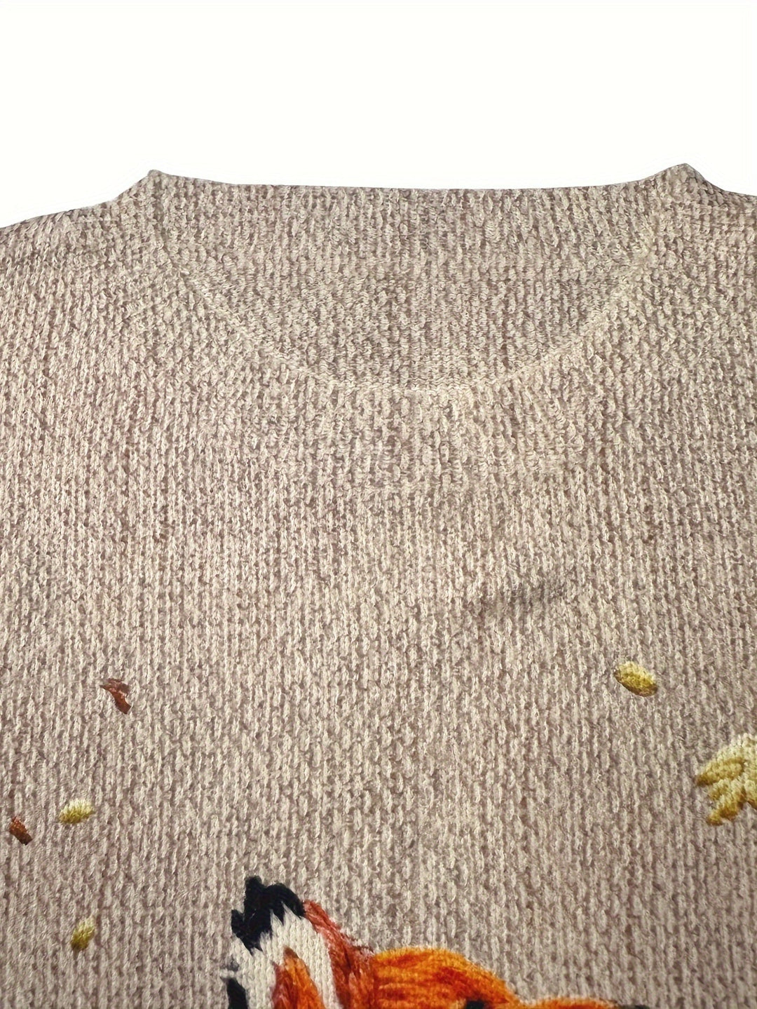 Damen Strickpullover mit Fuchs Stickerei - Herbstmode 2023-Luzern Mode