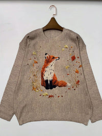 Damen Strickpullover mit Fuchs Stickerei - Herbstmode 2023-Luzern Mode