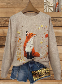 Damen Strickpullover mit Fuchs Stickerei - Herbstmode 2023-Luzern Mode