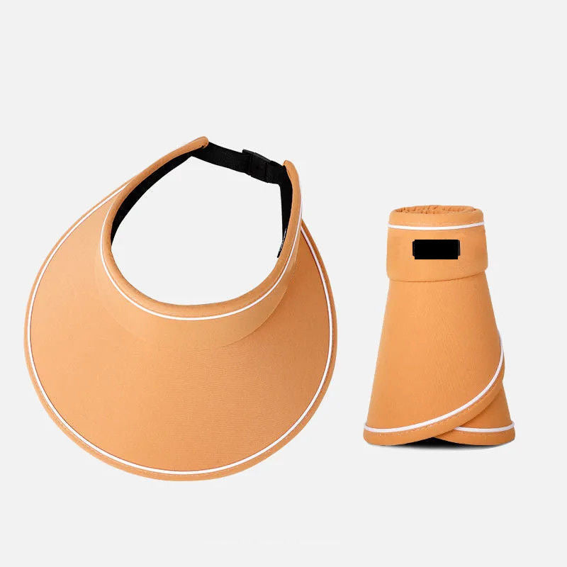 Damen Sonnenhut faltbar UV-Schutz | Roll-up Hut mit breiter Krempe Sommer-Orange-Luzern Mode