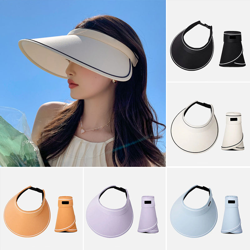 Damen Sonnenhut faltbar UV-Schutz | Roll-up Hut mit breiter Krempe Sommer-Luzern Mode