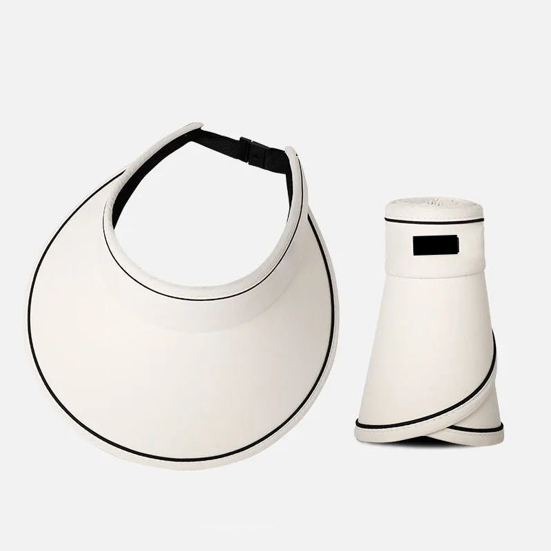 Damen Sonnenhut faltbar UV-Schutz | Roll-up Hut mit breiter Krempe Sommer-Weiß-Luzern Mode
