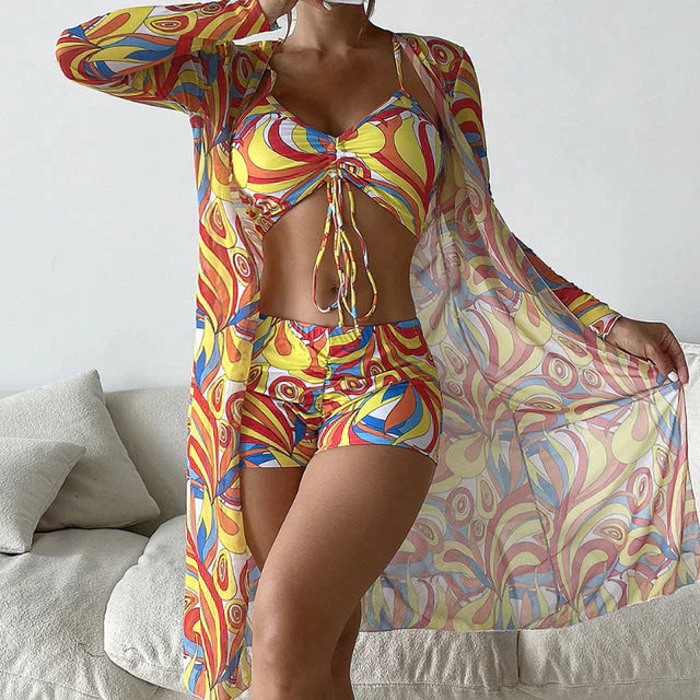 Bikini Damen Sommer | Figurbetont & bequem | Atmungsaktiv | Strand | Urlaub-Gelb-S-Luzern Mode