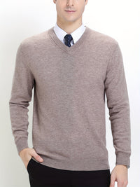 Herren Pullover aus Merinowolle - Eleganter Strickpullover-Beige-S-Luzern Mode