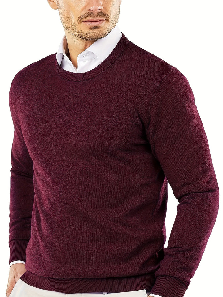 Herren Pullover aus Merinowolle - Eleganter Strickpullover-Bordeauxrot-S-Luzern Mode