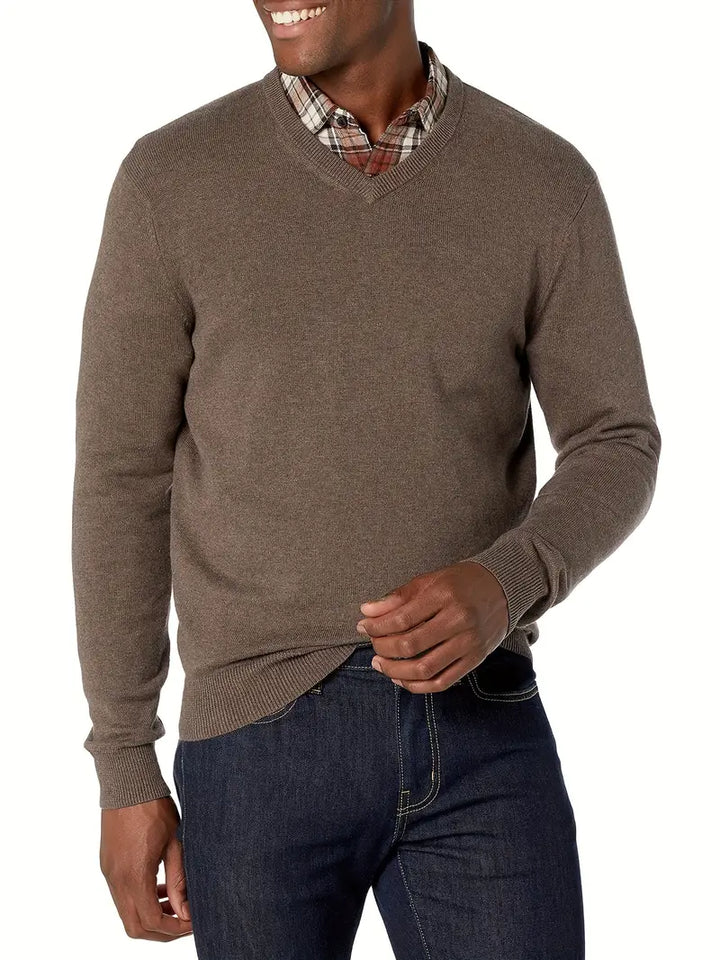 Herren Pullover aus Merinowolle - Eleganter Strickpullover-Braun-S-Luzern Mode