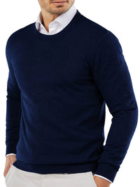 Herren Pullover aus Merinowolle - Eleganter Strickpullover-Dunkelblau-S-Luzern Mode